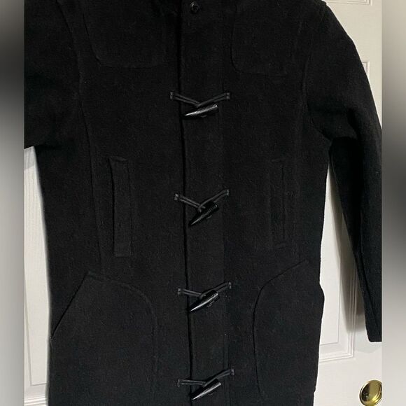 ZARA MAN Black Wool Blend Heavy Coat Size M - Picture 2 of 8